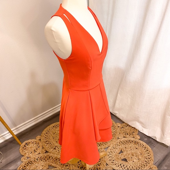 Adelyn Rae Asymmetrical Crepe Fit and Flare Dress - Picture 3 of 13